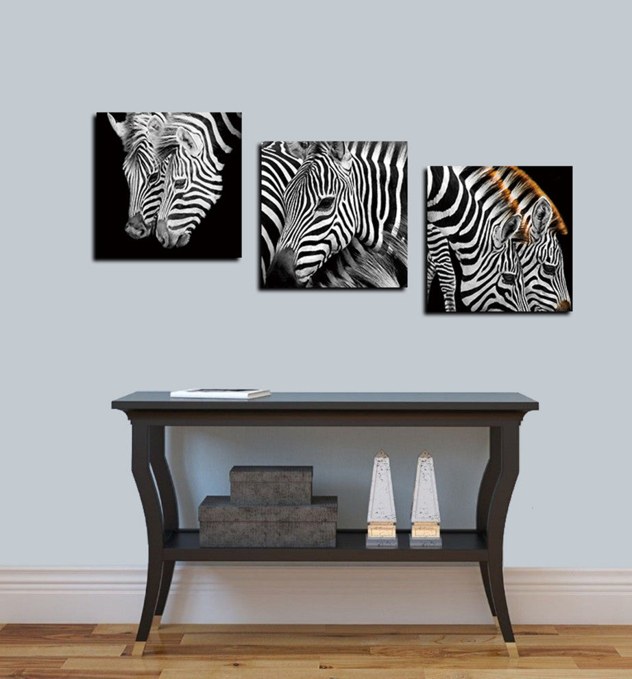 "Zebra Stripes" Tempered Glass Wall Art, 3-Piece Set