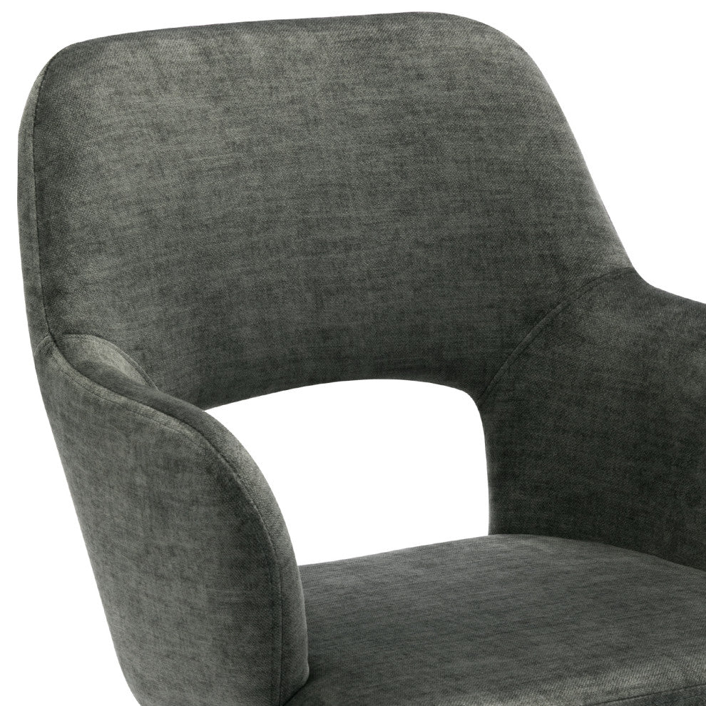 Open-Back Faux Linen Home Office Chair, Green
