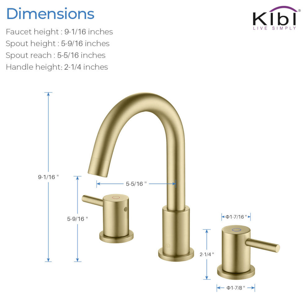 Circular Widespread Sink Faucet With Pop-Up Drain, Brush Gold