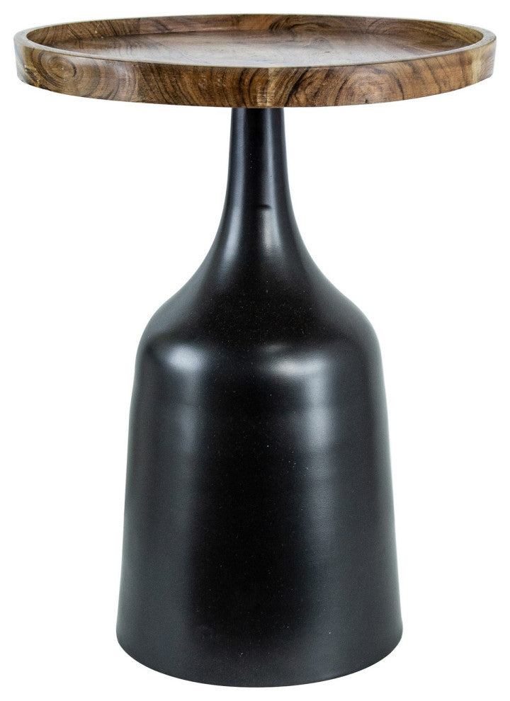 Benzara BM285231 17" Side Table Flared Pedestal Base, Aluminum, Black