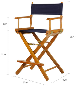 24" Director's Chair With Honey Oak Frame, Navy Canvas