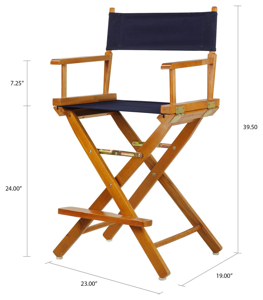 24" Director's Chair With Honey Oak Frame, Navy Canvas