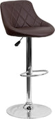 Estella Lily Low-Back Brown Vinyl Swivel Bucket Adjustable Barstool