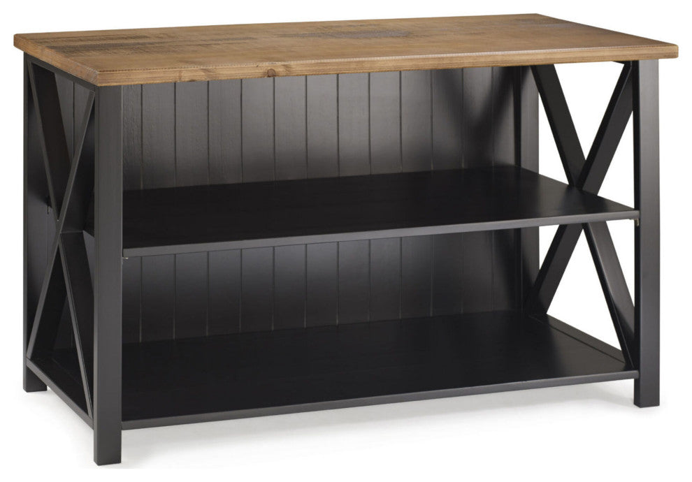 Lucas 52" Solid Wood Farmhouse Storage Console - Rustic Oak/Black