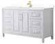 60" Single Bath Vanity, White, White Cult. Marble Countertop, Sink, Gold Trim