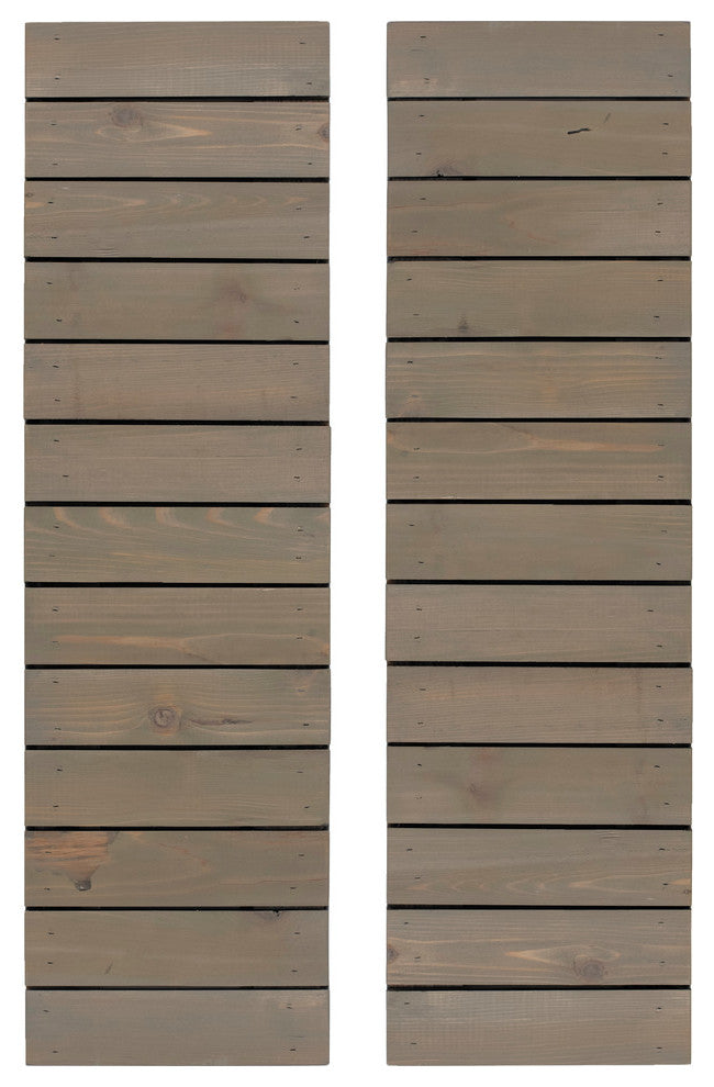 Horizontal Slat Board and Batten Exterior Shutters Pair, Stone Gray, 72"