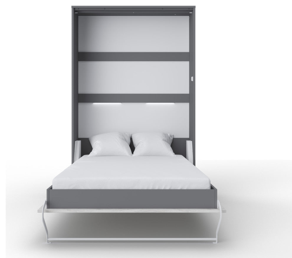 Contempo Vertical Wall Bed, 47.2 x 78.7 inch, Grey/White Wood