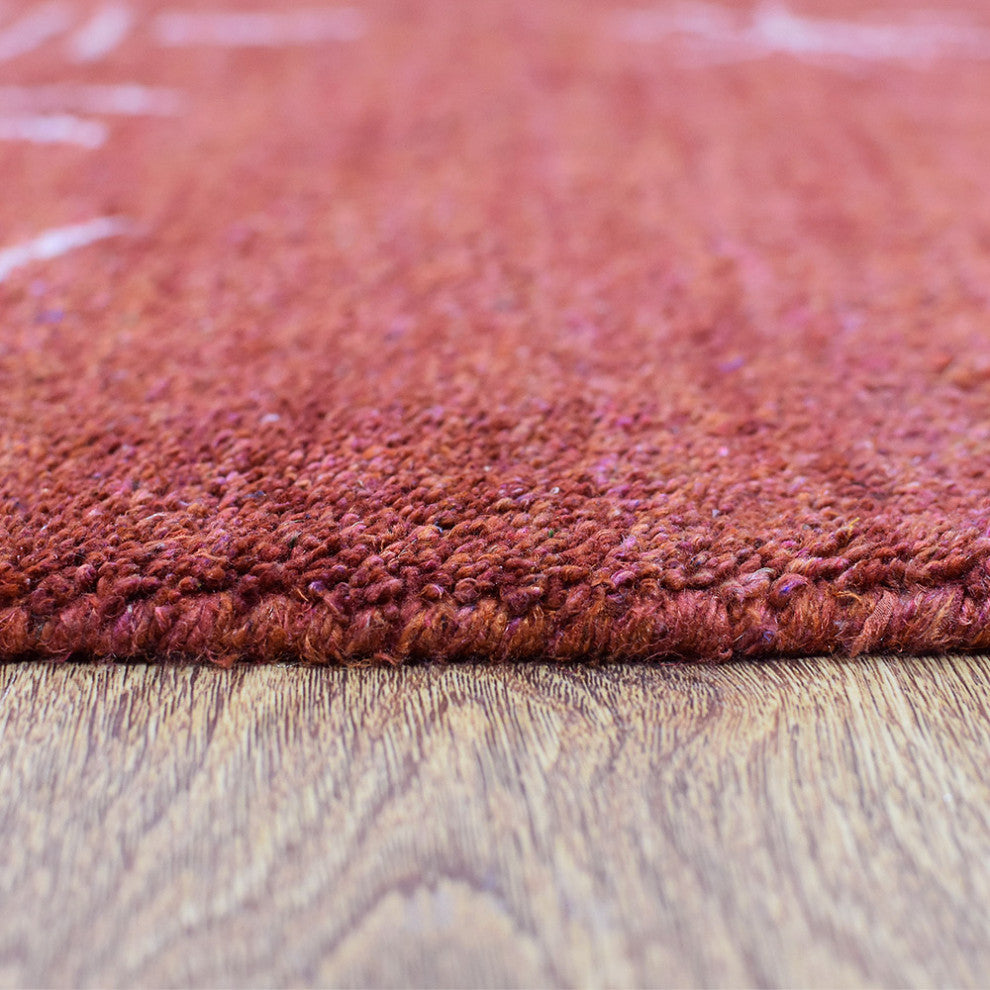 HAND KNOTTED LOOM SILK ECO-FRIENDLY RUG-5'x8',Rectangle,Red White,Contempor