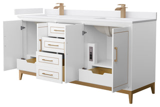 Marlena 72" Double Vanity, Cultured Top, Bronze Trim