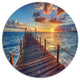 Beautiful Sunset Over Sea Pier, Modern Bridge Disc Metal Wall Art, 23"