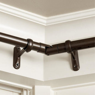 Hinged Elbow Connector for Corner Rod, Brushed Steel, 7/8"