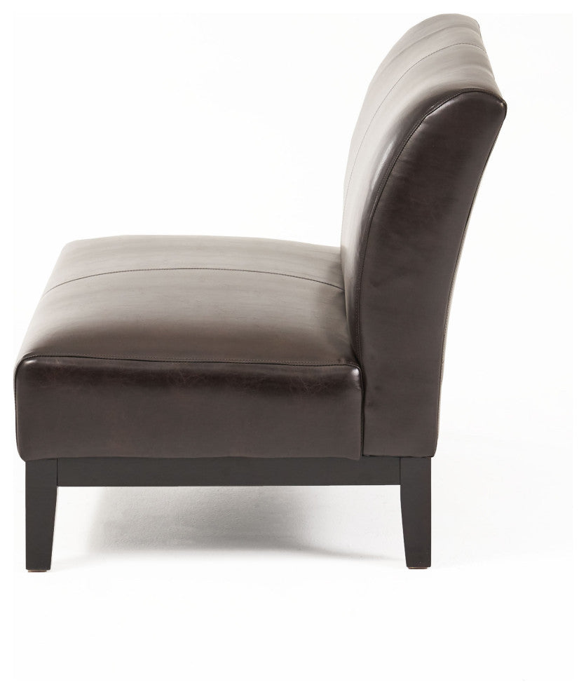 Nathan Contemporary Bonded Leather Upholstered Loveseat, Brown