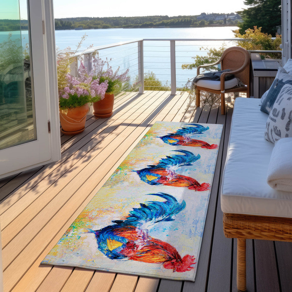 Indoor/Outdoor Kendall KE1 Multi Machine Washable 2'3" x 7'6" Runner Rug