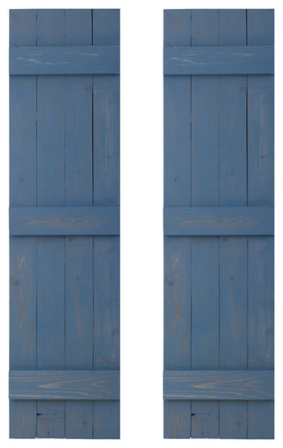 Traditional Board and Batten Exterior Shutters Pair, Blue, 48"