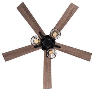 52 in Industrial Matte Black Ceiling fan With 5 Blades, Remote Control