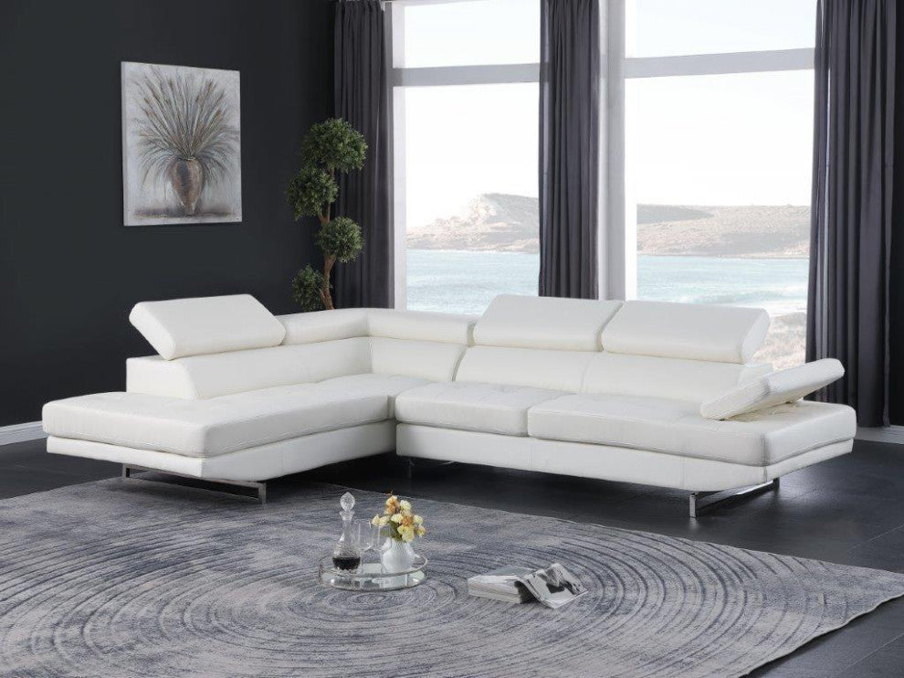 Brooklyn White Leather Air Sectional Left Arm Facing