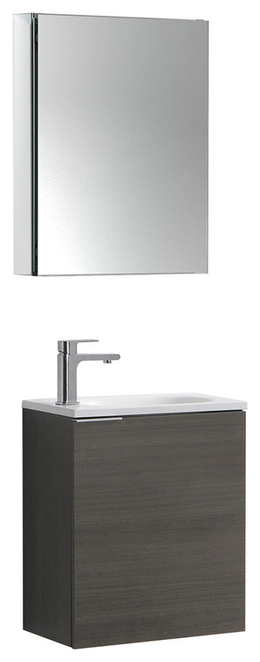 Valencia 20" Gray Oak Wall Hung Bathroom Vanity Set, Cabinet, Faucet, FFT9131CH