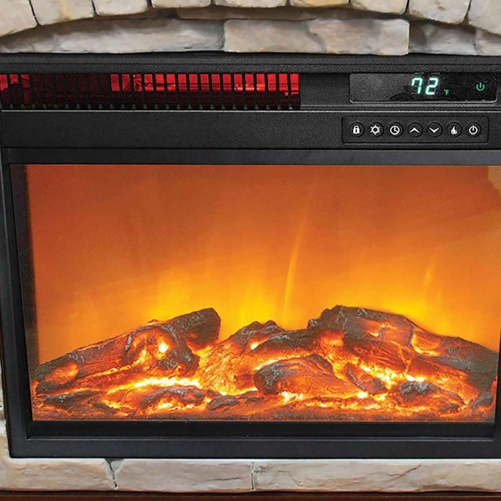 Large Square Infrared Faux Stone Fireplace