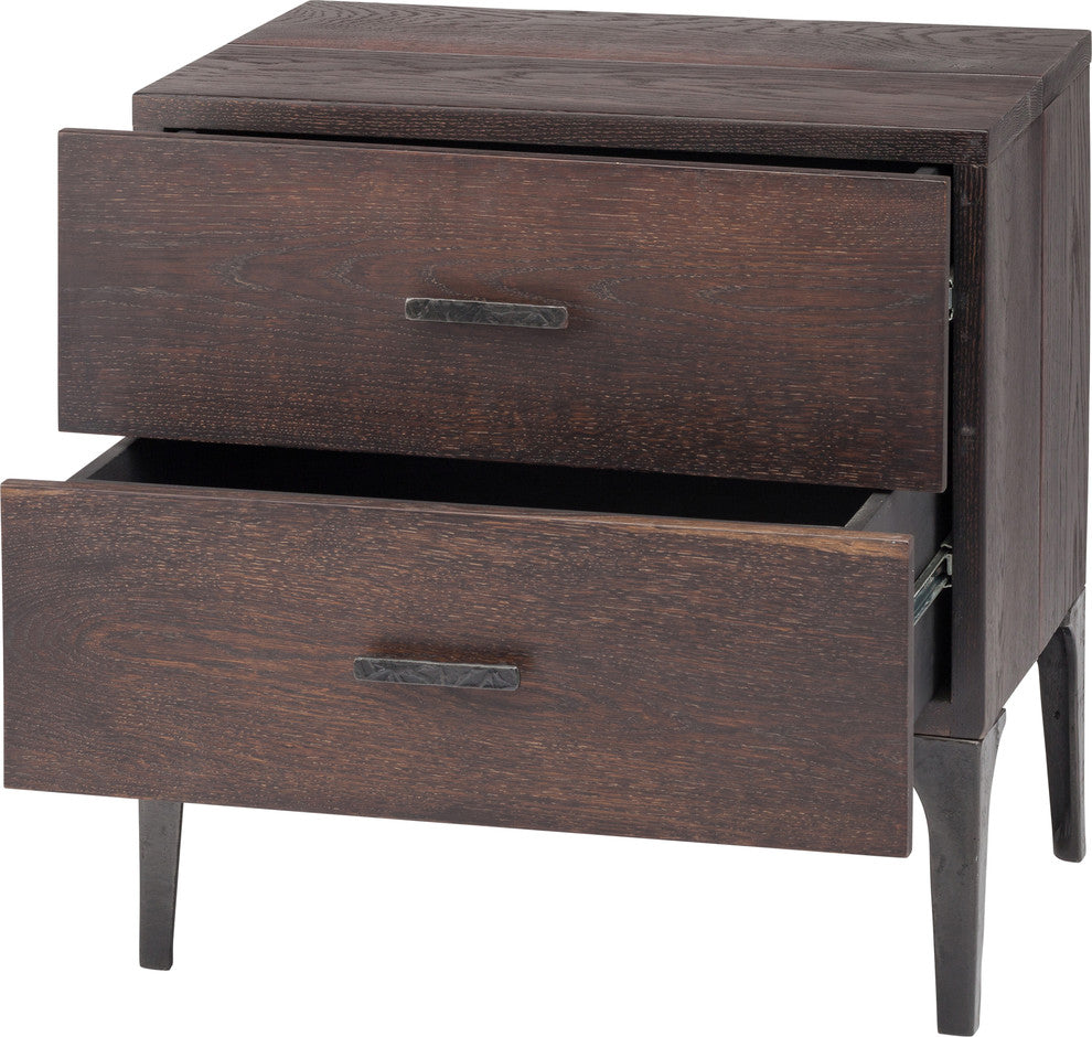 Prana Seared Oak Side Table With Cast Iron Legs