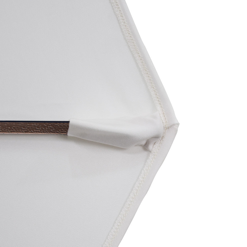 9' Bronze Collar Tilt Crank Lift Aluminum Umbrella, Sunbrella, Teak