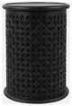 Mango Wood Handcrafted Solid Hardwood Drum Table, Antique Black Finish Set of 2