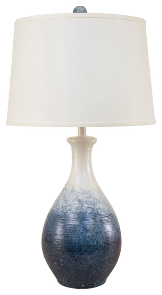 Ridged Navy Fade Teardrop Table Lamp