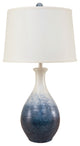 Ridged Navy Fade Teardrop Table Lamp