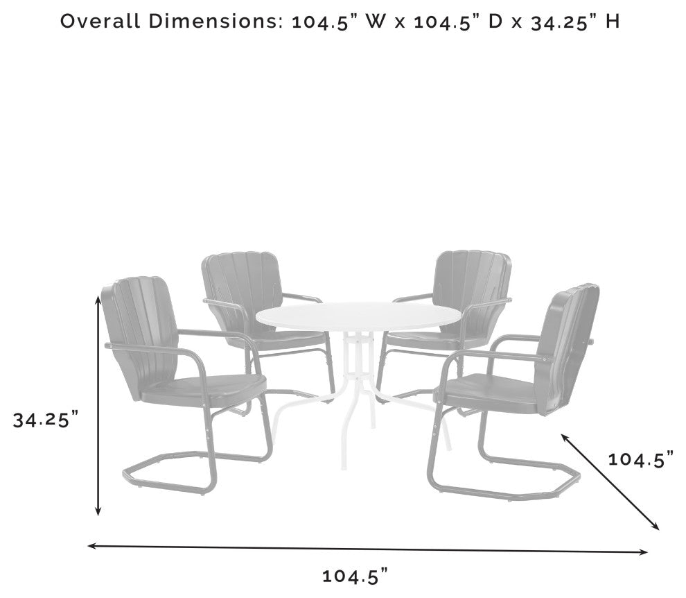 Ridgeland 5-Piece Outdoor Dining Set, White Gloss