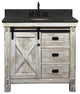 37" Rustic Solid Fir Barn Door Style Single Sink Vanity Marble Top, Wk8536-W+wk Top