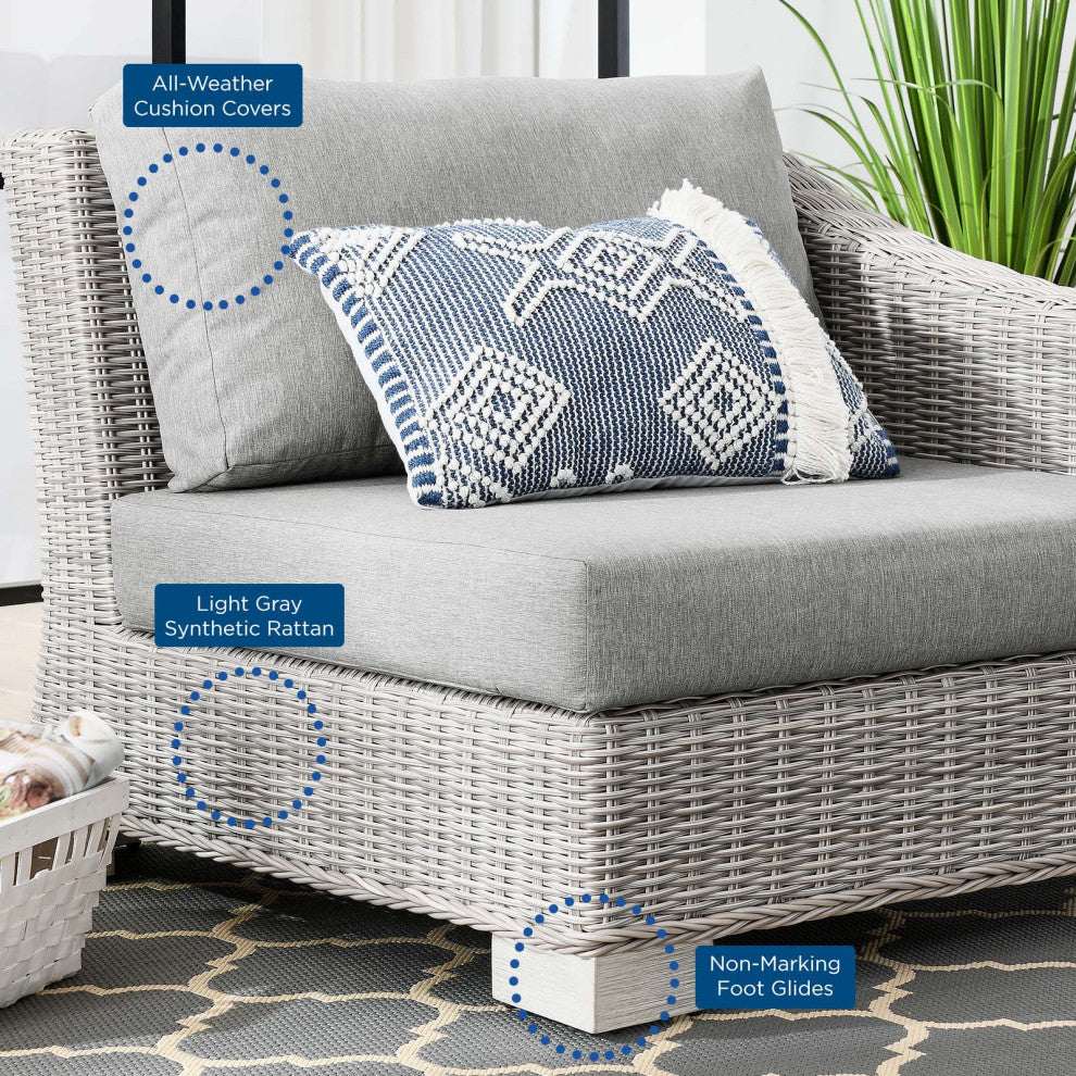 Conway Outdoor Patio Wicker Rattan Right-Arm Chair Light Gray Gray