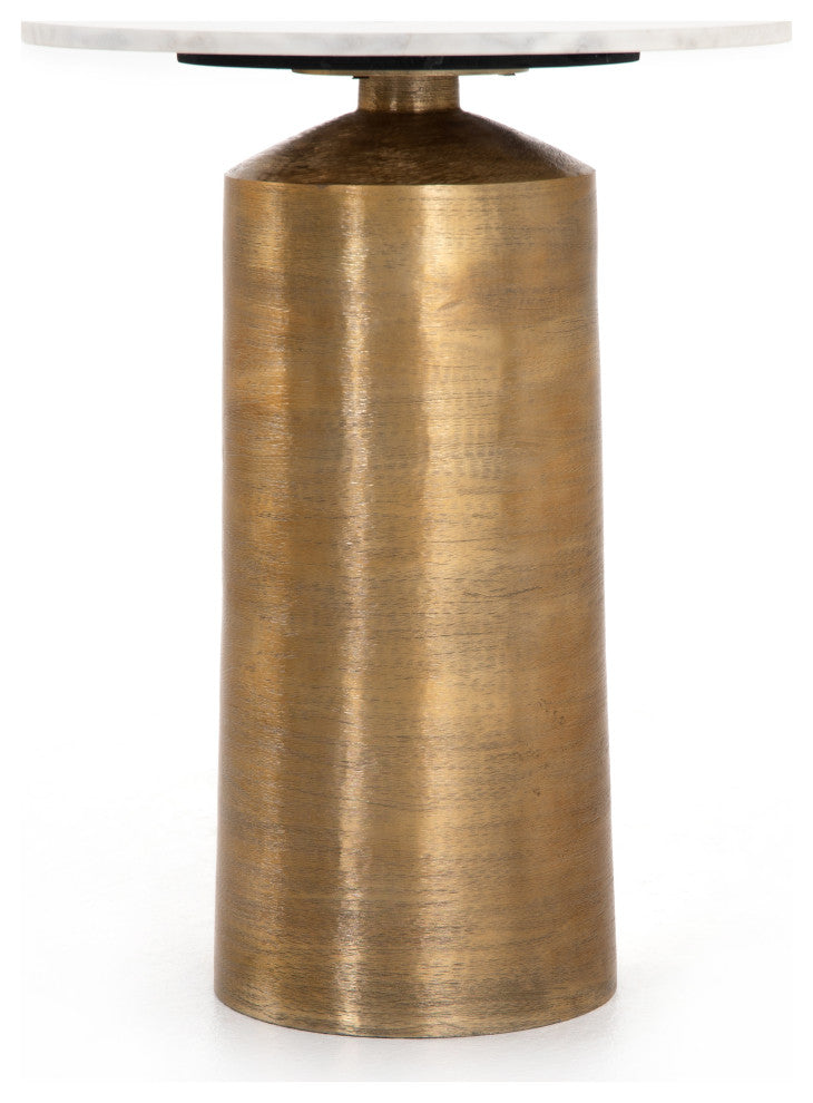 Delune Nightstand-Polished White Marble