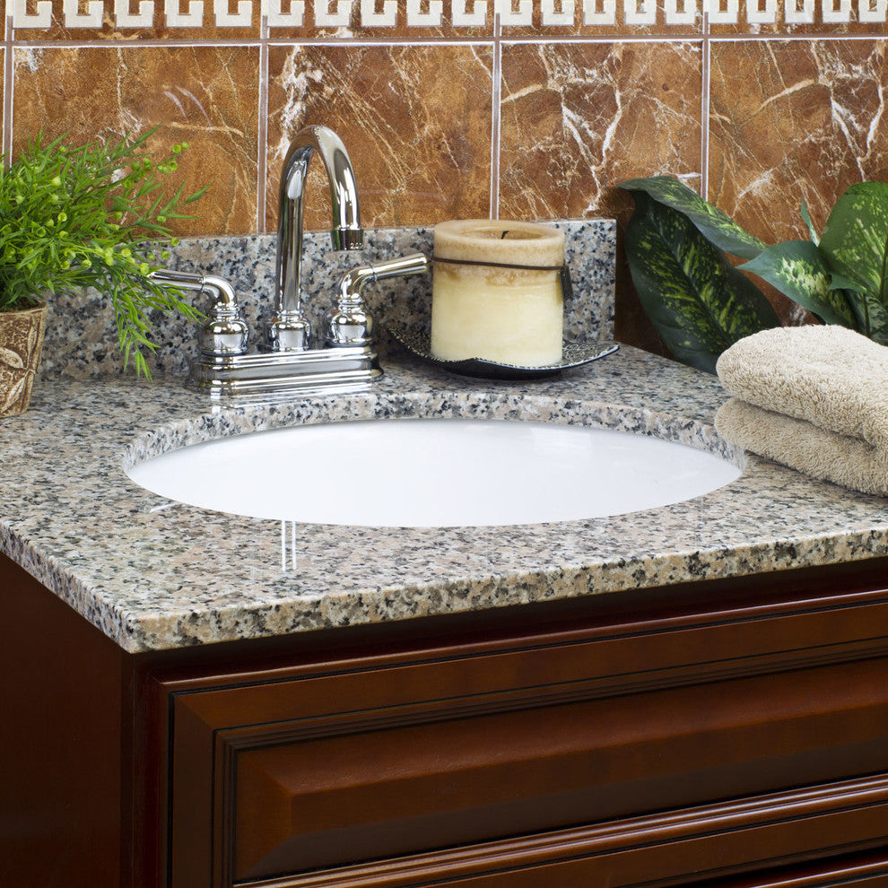 37x22 Burlywood Granite Vanity Countertops, 8 Faucet Spread