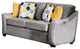 Fabric Upholstered Loveseat WIth Curved Shelter Arms, Light Gray
