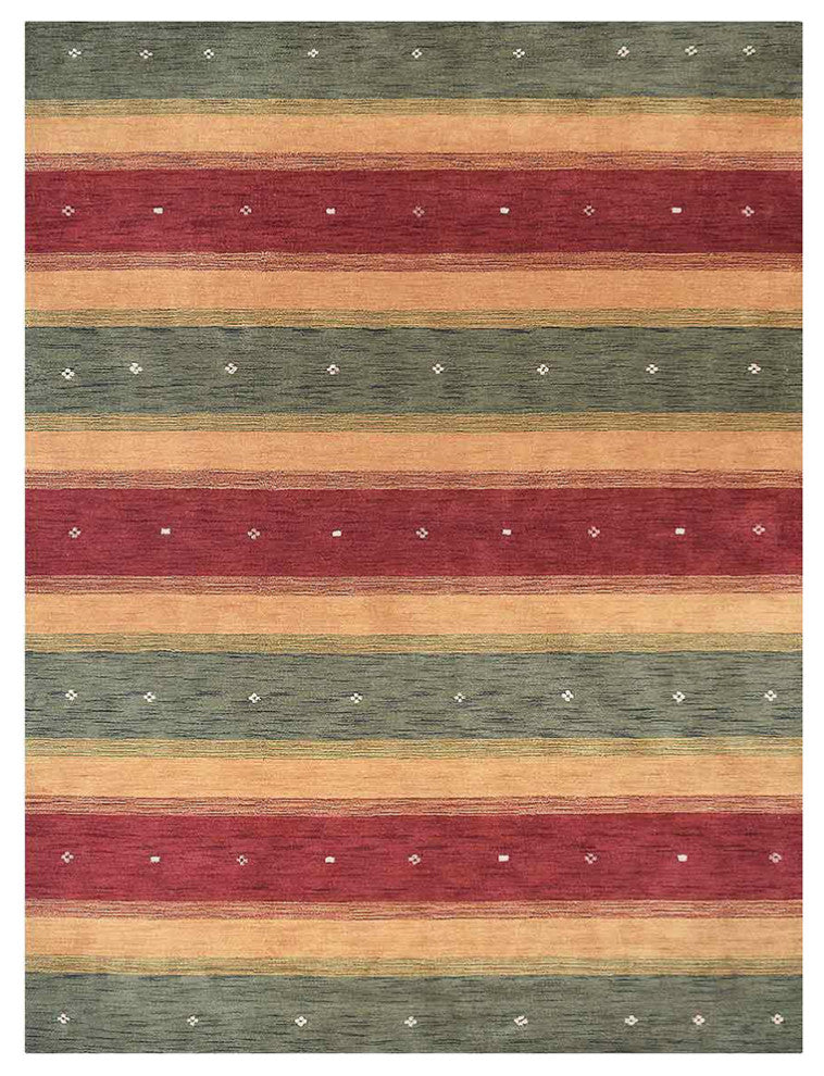 HAND KNOTTED LOOM WOOL ECO - FRIENDLY AREA RUGS  - Green Gold,Contemporary