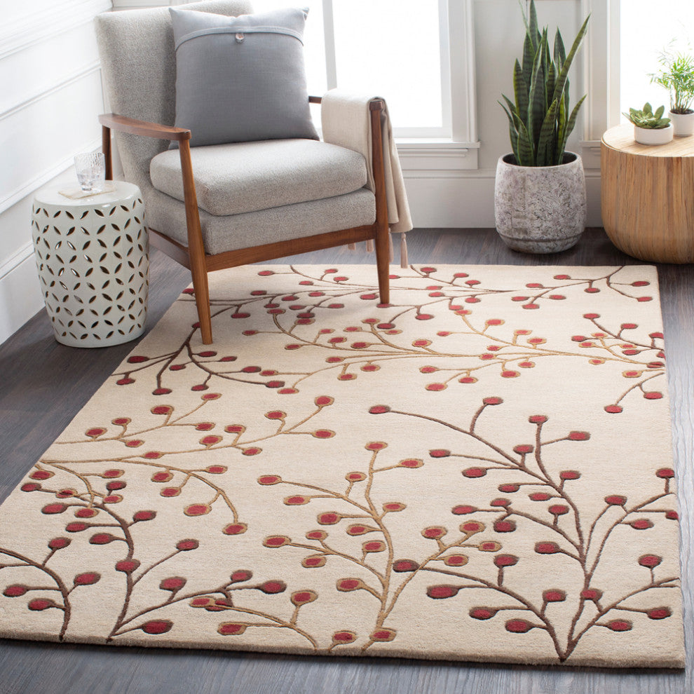 Surya Athena ATH-5008 Transitional Area Rug, Burgundy, 3' x 12' Runner