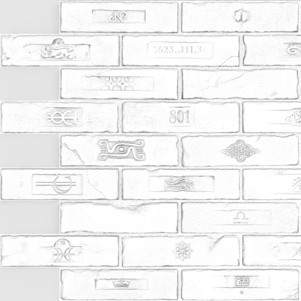 White Bricks 3D Wall Panels, Set of 5, Covers 31 Sq Ft