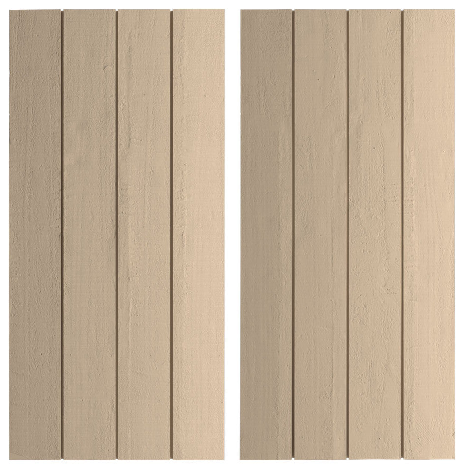 Rustic 4 Board Joined B-N-B Faux Wood Shutters, 22x84", Rough Cedar