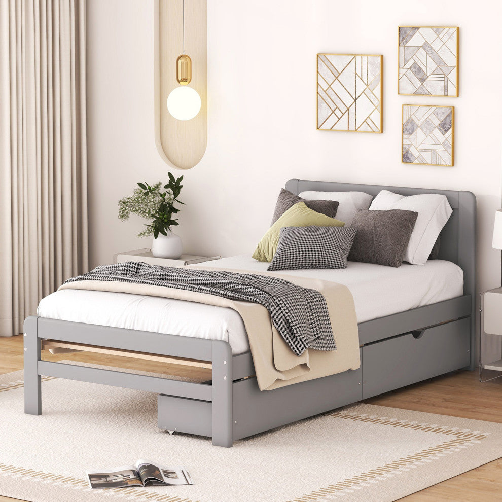 Gewnee Modern Design Twin Size Platform Bed Frame
