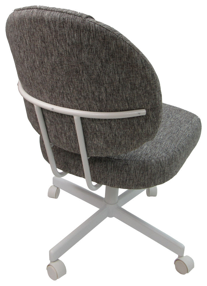 Swivel Caster Chair on Wheels, Mojave Gray, White Metal Frame