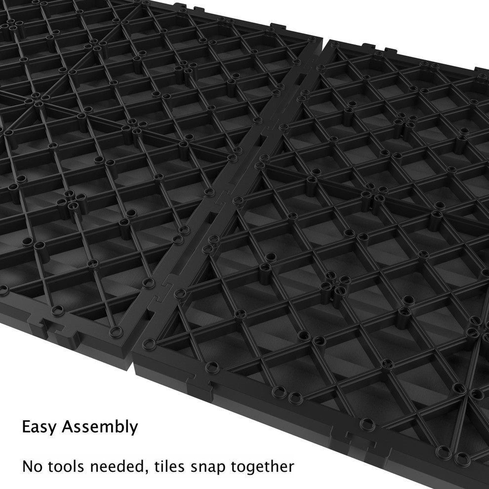Pure Garden Set of 6 Interlocking Dark Gray Slat Patio Tiles