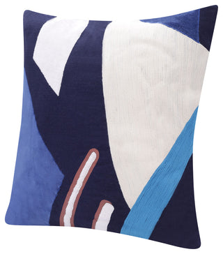 Stacy Garcia Patchwork Handmade Throw Pillow, Cobalt Blue/Navy, 20"x20"