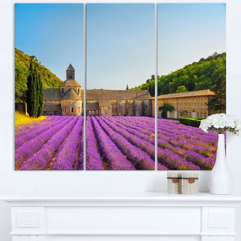 "Abbey of Senanque Lavender Flowers" Metal Wall Art, 3 Panels, 36"x28"