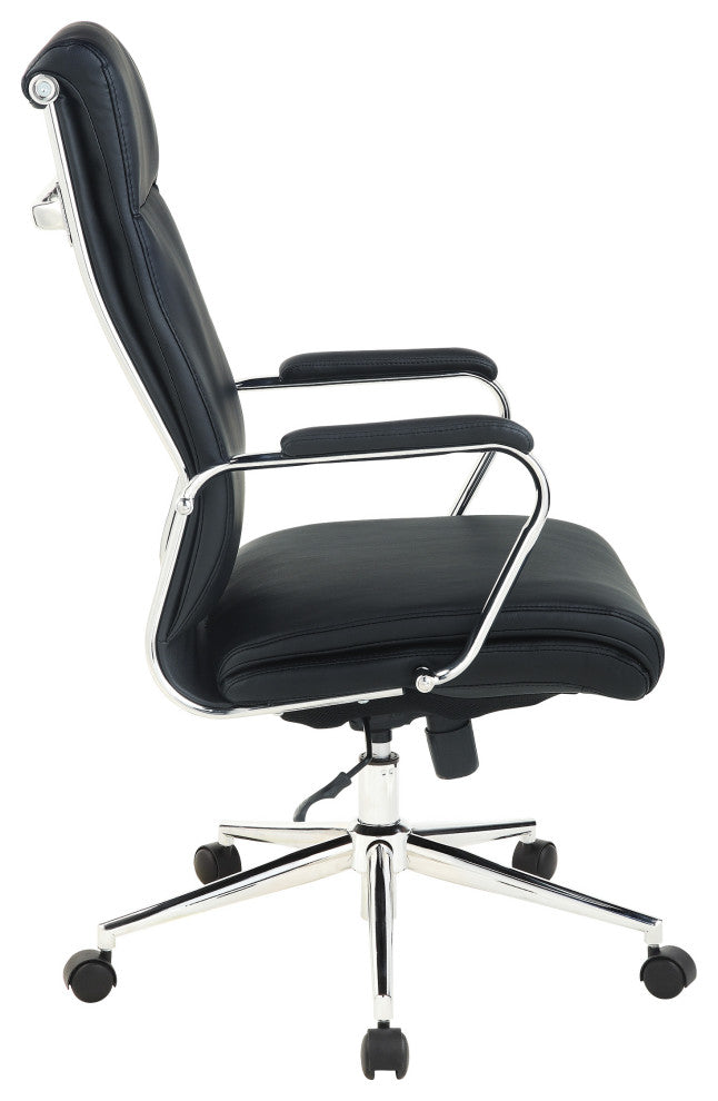 High Back Manager's Office Chair With Dillon Black Fabric and Chrome Base
