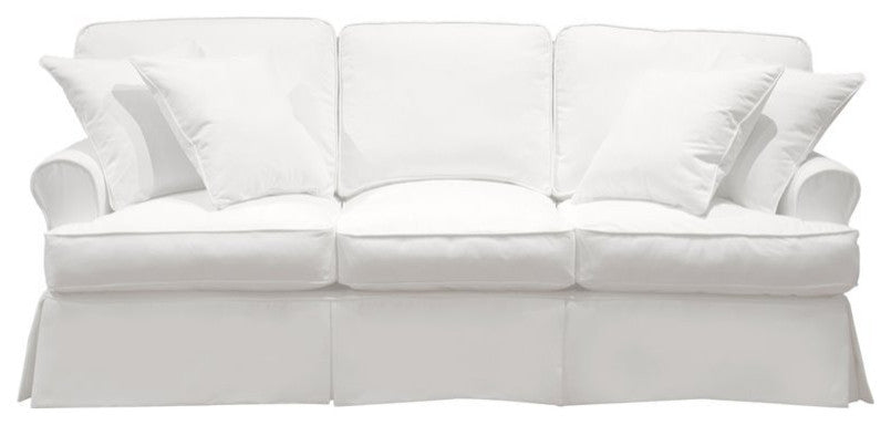Sunset Trading Horizon T-Cushion Fabric Slipcovered Sofa in White