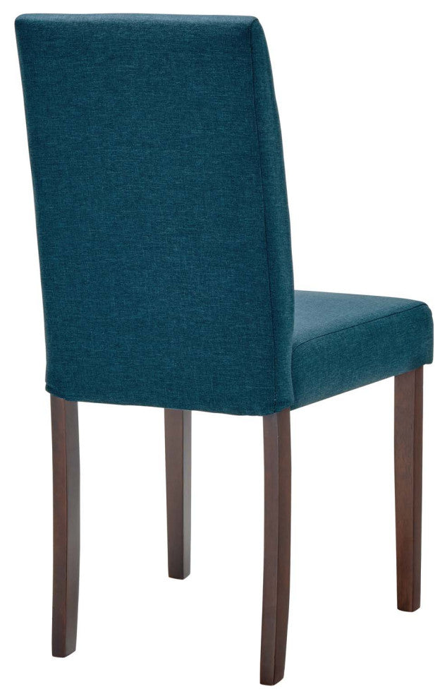 Side Dining Chair, Set of 2, Fabric, Wood, Blue, Modern, Cafe Bistro Restaurant