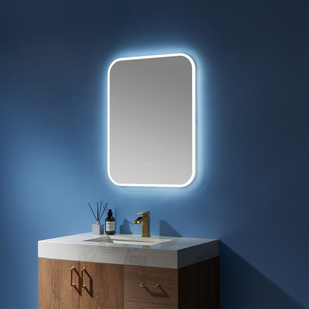 Horizontal Wall Mounted LED Modern and Contemporary Bathroom Mirror, 24 Inch