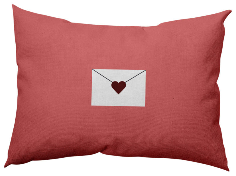 Love Letter Valentines Decorative Lumbar Pillow, Coral/Maroon, 14x20"