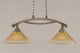 Bow 2 Light Island Light In Brushed Nickel, 12" Amber Crystal Glass