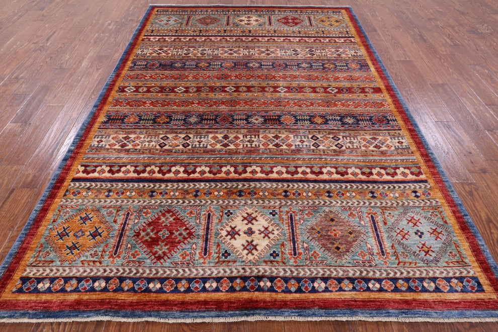Super Kazak Khorjin Handmade Rug 6' 6" X 9' 7" Q8027