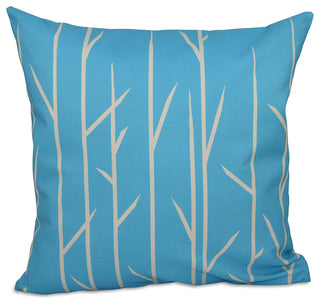 Polyester Pillow, Floral, Turquoise, 18"x18"